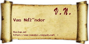 Vas Nándor névjegykártya
